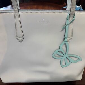 Kate Spade Cream Tote with Blue Charm